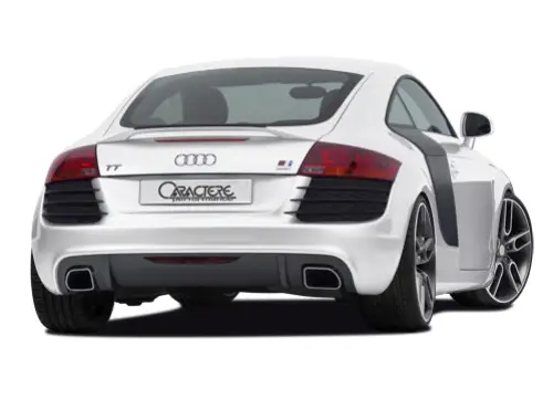 Nízká Cena CARACTERE kompletní zadní nárazník pro Audi TT (8J) Coupe / Roadster r.v. od 2007 (bez APS), varianta se dvěma výřezy pro originální koncovku výfuku pro motory TT S