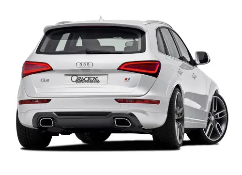 Originální CARACTERE spoiler pod originální zadní nárazník pro Audi Q5 (8R2) Facelift r.v. od 2013, provedení včetně koncovek výfuku na obou stranách pro motory 2,0TDI (*1, *5)