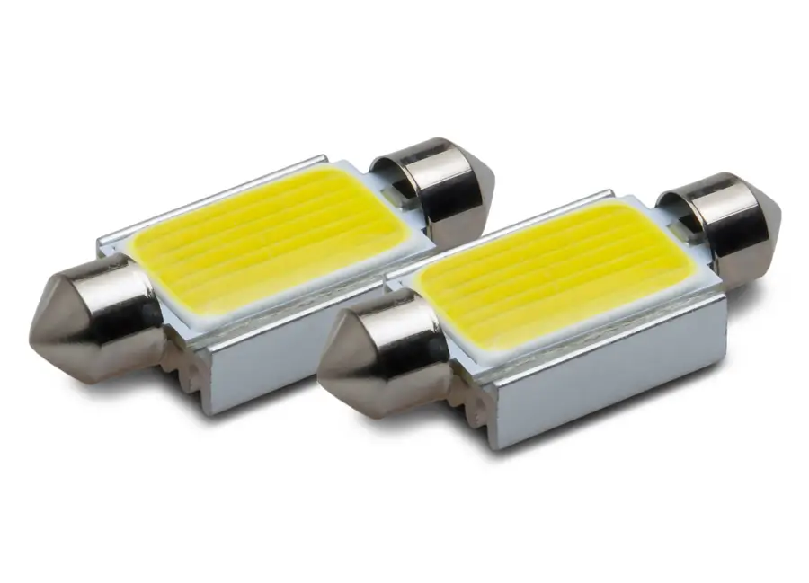 Vysoce Kvalitní COB LED žárovky 12V, patice sufit 42 mm, bílá, 2ks (pár)