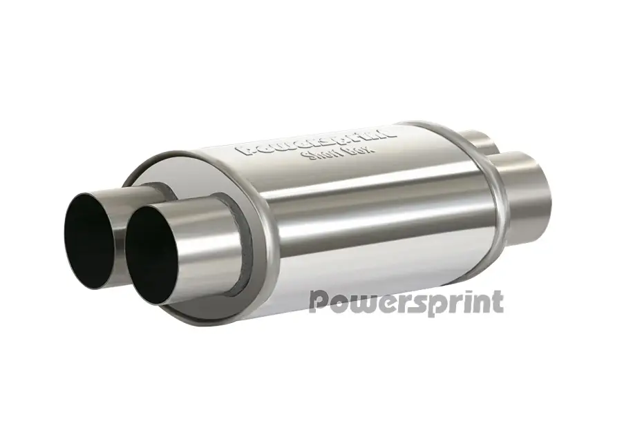 Autentický Powersprint koncový výfukový tlumič oválný dvojitý, vnější průměr příruby 2x60 mm, celková délka 370mm