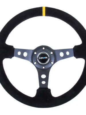 NRG Innovations sportovní volant Deep dish 350mm v semišovém provedení, barva černá se žlutým středovým proužkem Cenový Hit