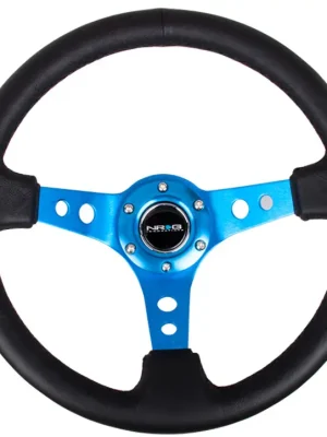 NRG Innovations sportovní volant Deep dish 350 mm v koženém provedení, barva modrá, barva středu modrá Expresní Doručení