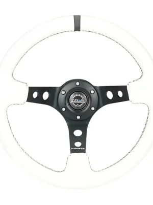 NRG Innovations sportovní volant Deep dish 350 mm v koženém provedení, barva bílá se středovým proužkem, barva středu černá Nízká Cena