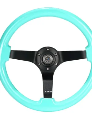 NRG Innovations sportovní dřevěnný volant Deep dish Wood Grain s průměrem 350mm, barva mentolová s černým středem Sezónní Sleva