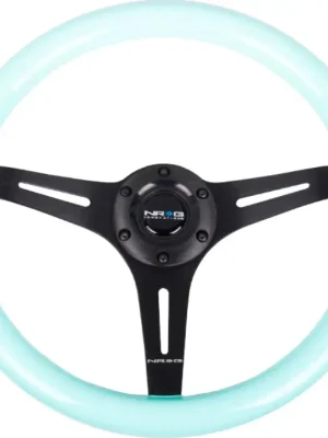 NRG Innovations sportovní dřevěnný volant Deep Dish Wood Grain s průměrem 350mm, s černým středem, barva světle modrá Pouze Dnes