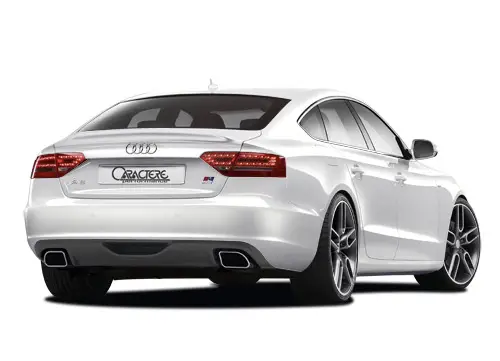 Cenová Bomba CARACTERE spoiler pod originální zadní nárazník pro Audi A5 (8T8) Sportback, varianta s výřezem pro originální koncovku výfuku na obou stranách pro motory 2,7TDI, 3,0TDI, 3,2 V6, 2,0TFSI