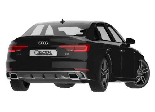 CARACTERE 3-dílný spoiler pod originální zadní nárazník včetně koncovek výfuku na obou stranách pro Audi A4 (8W) / A4 (8W) Avant r.v. od 2016, varianta 2,0L TFSI Cenová Bomba