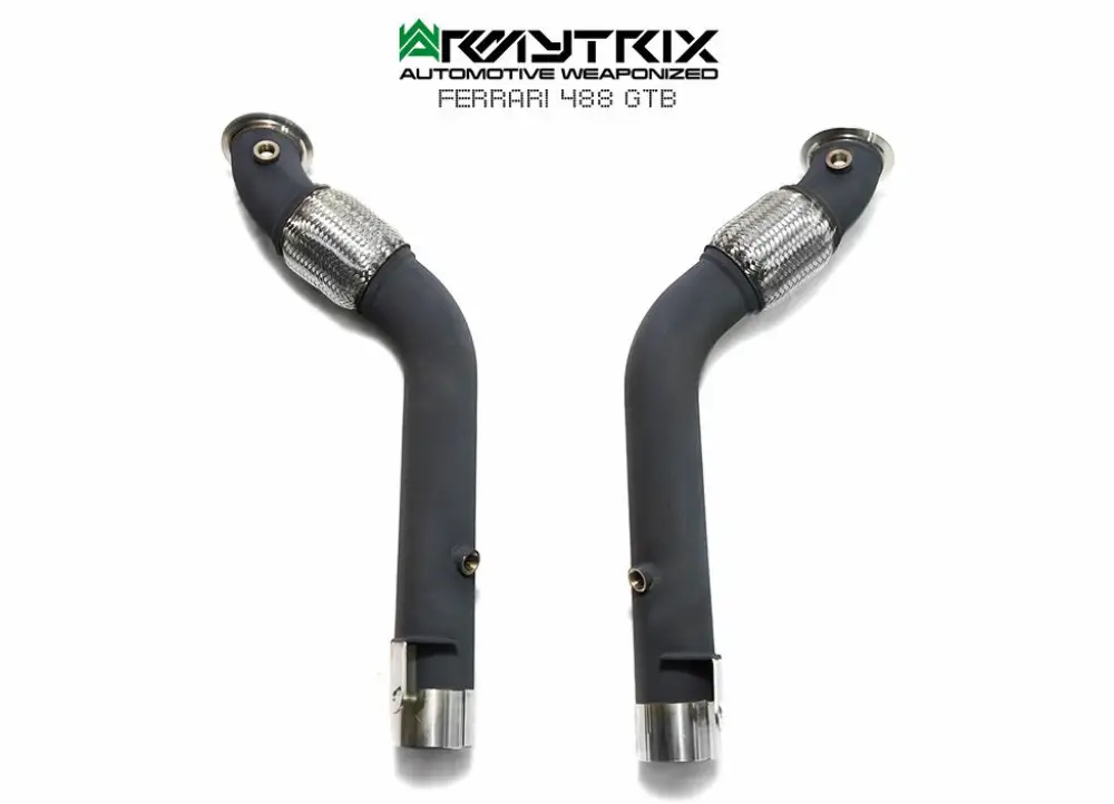Armytrix nerezový keramickým povlakem izolovaný vysoce průchozí downpipe bez katalyzátoru pro Ferrari 488 GTB/Spider 3.9 V8 Twin Turbo (2015-) Výprodej