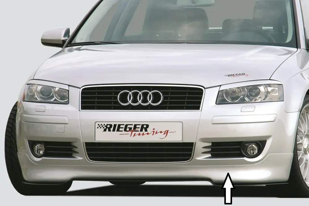 Víkendová Akce Rieger spoiler pod přední nárazník pro Audi A3 8P 3-dvéř. před faceliftem, r.v. -05/05, plast ABS bez povrchové úpravy