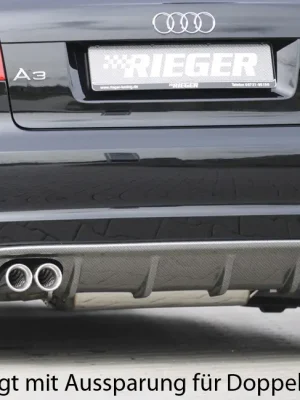 Rieger vložka zadního nárazníku pro Audi A3 8P 5-dvéř., Sportback po faceliftu, plast ABS s povrchovou úpravou Carbon-Look, pro orig. koncovku vlevo Top Prodej