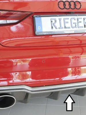 Rieger vložka zadního nárazníku pro Audi A3 8V 3-dvéř. (convertible 8V7), 5-dvéř. (sedan 8VS) po faceliftu, plast ABS s povrchovou úpravou Carbon-Look, pro sportovní koncovky na obou stranách 152x95 mm Přímo Od Výrobce
