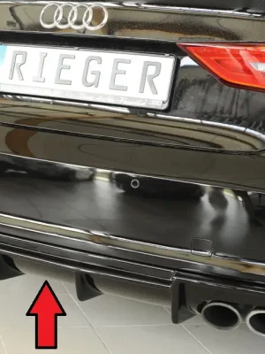 Nová Kolekce Rieger vložka zadního nárazníku (Typ: 88158) pro Audi A3 S3 8V 3-dvéř. (convertible 8V7), 5-dvéř. (sedan 8VS) před faceliftem, plast ABS lakovaný do černé lesklé barvy