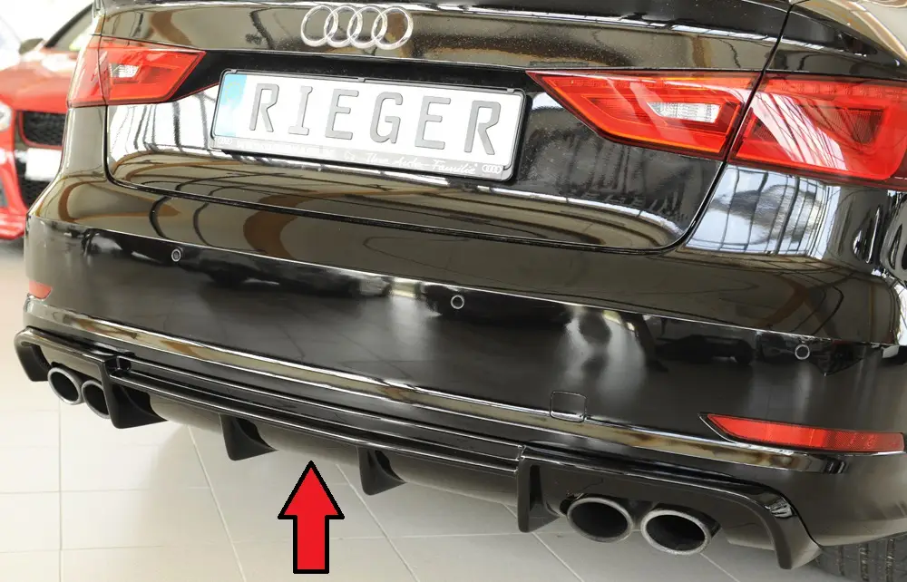 Nová Kolekce Rieger vložka zadního nárazníku (Typ: 88158) pro Audi A3 S3 8V 3-dvéř. (convertible 8V7), 5-dvéř. (sedan 8VS) před faceliftem, plast ABS lakovaný do černé lesklé barvy