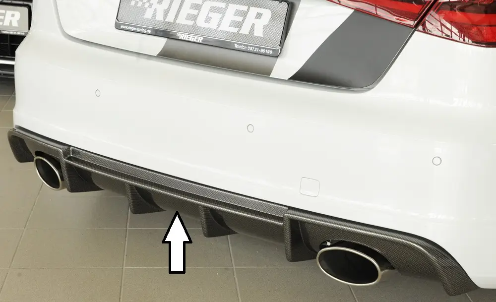 Rieger vložka zadního nárazníku pro Audi A3 S3 8V 3-dvéř. (hatchback 8V1), 5-dvéř. (sportback 8VA) před faceliftem, plast ABS s povrchovou úpravou Carbon-Look Akční Nabídka
