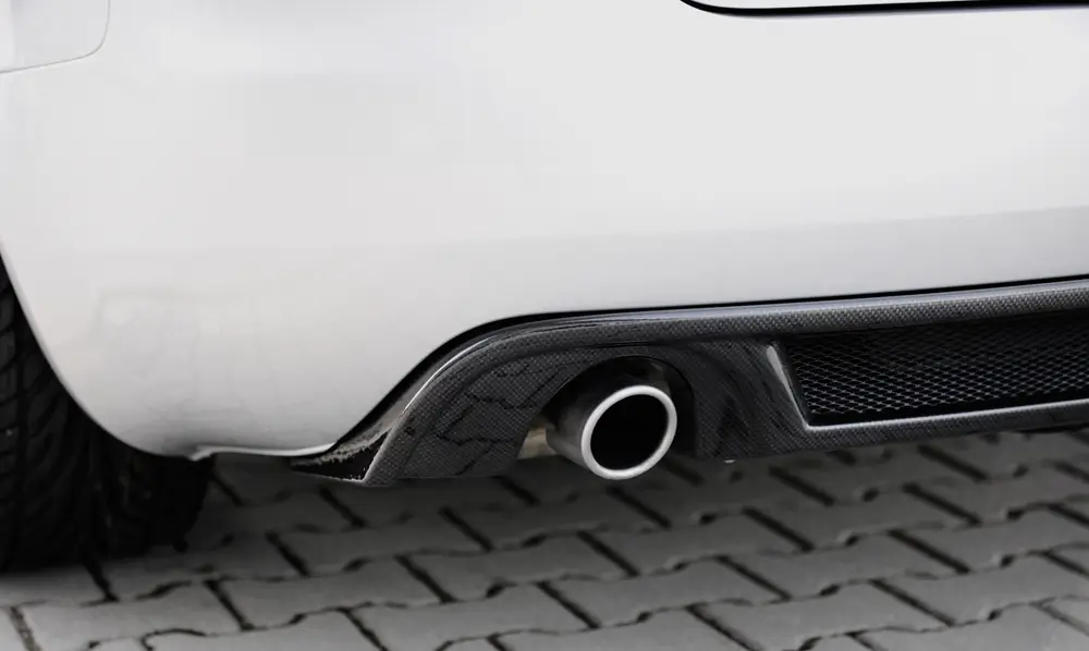 Hit Sezóny Rieger vložka zadního nárazníku pro Audi A4 8H kabriolet, plast ABS s povrchovou úpravou Carbon-Look, pro orig. koncovky na obou stranách
