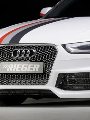 Omezená Nabídka Rieger přední nárazník pro Audi A4 B8, B81 avant, sedan po faceliftu, plast ABS bez povrchové úpravy, pouze pro masku RS4, pro vozy bez ostřikovačů světlometů a parkovacího asistenta (PDC)