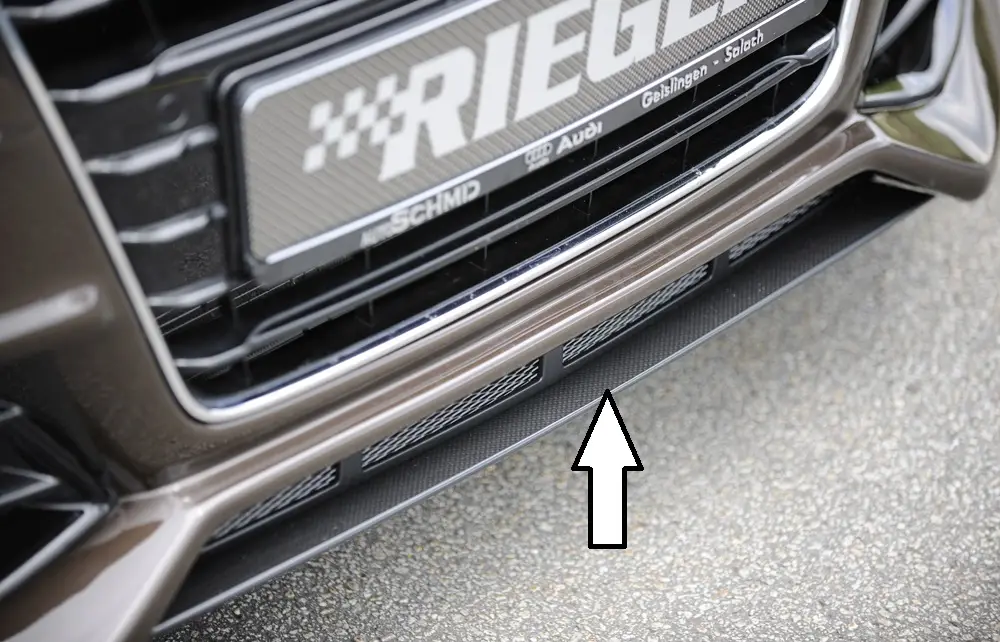 Super Cena Rieger lipa pod přední nárazník pro Audi A4 S4 B8, B81 avant, sedan před faceliftem, 11/08-12/11, plast ABS s povrchovou úpravou Carbon-Look, pod přední nárazník Rieger obj. kód K 00055524/25/26/27