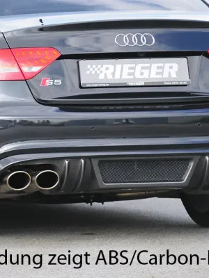 Rieger vložka zadního nárazníku pro Audi A5 B8, B81 Sportback před faceliftem, plast ABS bez povrchové úpravy, S-Line, pro sportovní koncovky na obou stranách 4x115x85 mm Novinka
