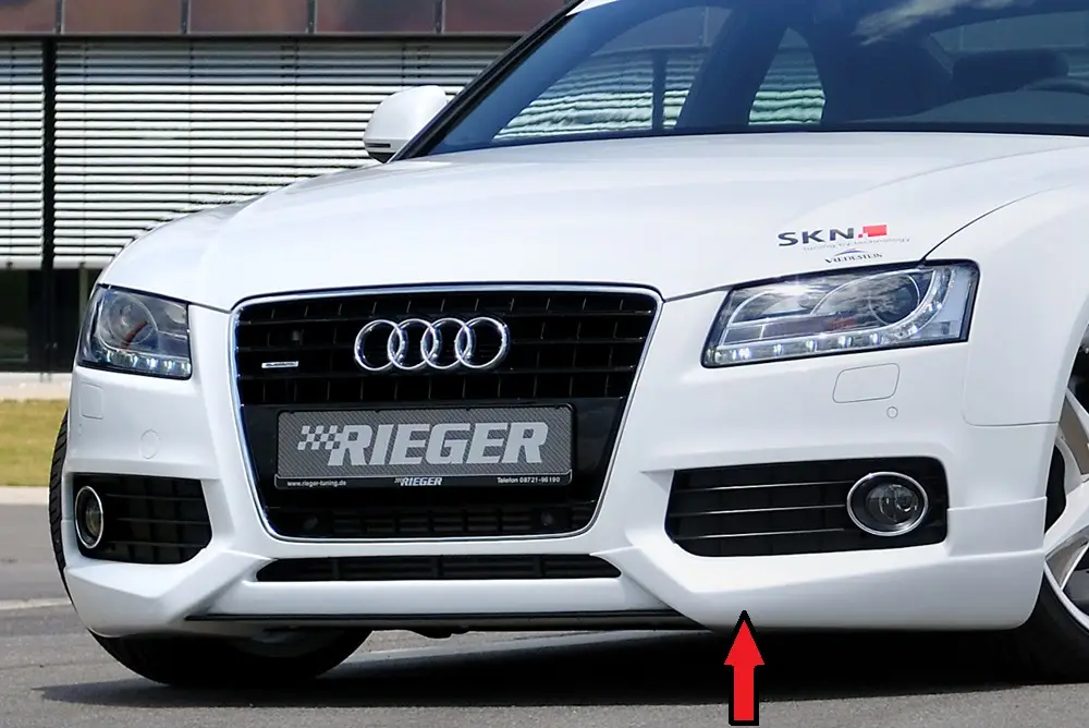 Rieger spoiler pod přední nárazník pro Audi A5 S5 B8, B81 kabriolet, kupé, Sportback před faceliftem, r.v. 06/07-07/11, plast ABS bez povrchové úpravy, pouze S-Line Akční Cena