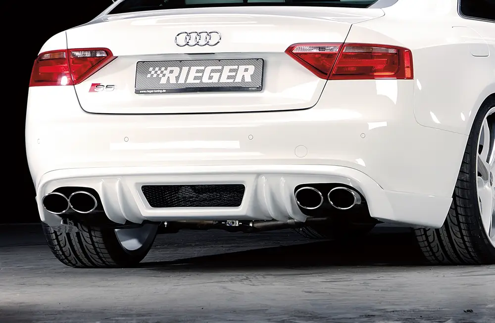 Rieger spoiler pod zadní nárazník pro Audi A5 S5 B8, B81 Sportback před faceliftem r.v. 06/07-07/11, plast ABS bez povrchové úpravy, S-Line, pro dvojité koncovky na obou stranách 4x115x85 mm Cenová Bomba