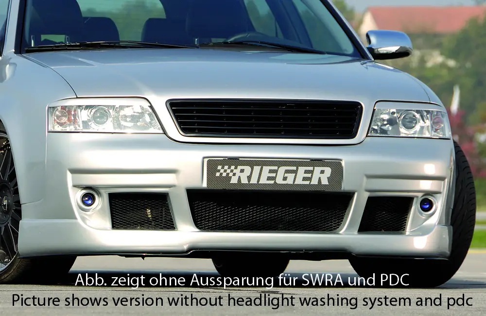 Rieger přední nárazník pro Audi A6 4B avant, sedan po faceliftu, plast ABS bez povrchové úpravy, pro vozy s ostřikovači světlometů Časově Omezené