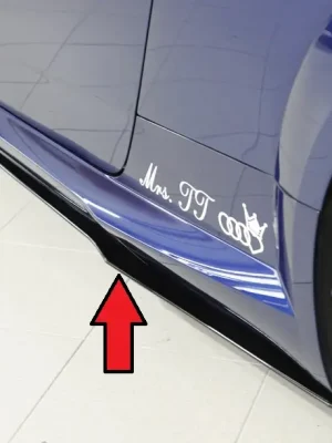 Autentický Rieger spoiler pod boční práh mont. strana levá pro Audi TT RS 8J, 8J1-FV, 8S kupé, roadster před faceliftem, r.v. 05/16-08/18, plast ABS bez povrchové úpravy