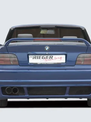 Ověřený Rieger zadní nárazník pro BMW řada 3 E36 kabriolet, kupé, sedan, touring, plast ABS bez povrchové úpravy, pro vozy bez parkovacího asistenta (PDC)
