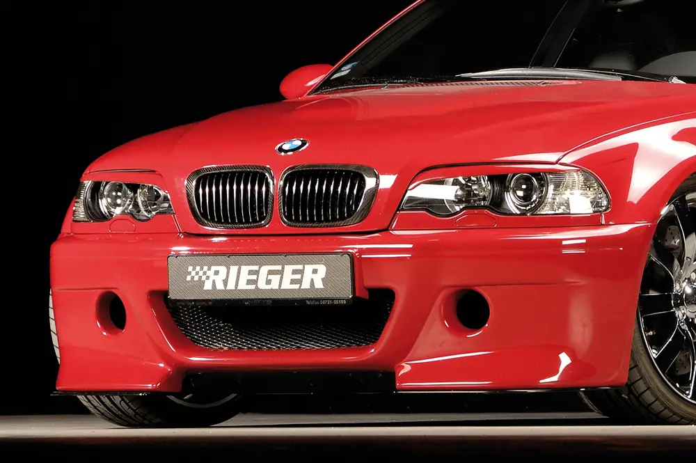 Novinka Rieger přední nárazník pro BMW řada 3 E46 M3 kabriolet, kupé, plast ABS bez povrchové úpravy, CS-Look