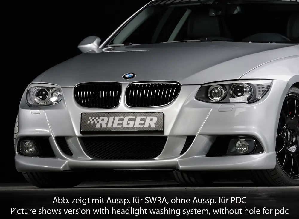 Nejprodávanější Rieger přední nárazník pro BMW řada 3 E92, E93 kabriolet, kupé po faceliftu LCI, plast ABS bez povrchové úpravy, pro vozy s parkovacím asistentem (PDC)