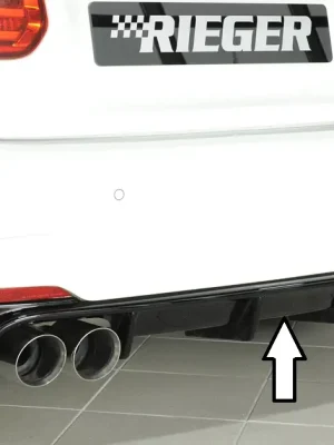 Rieger vložka zadního nárazníku pro BMW řada 3 F30, F31 sedan, touring vč. faceliftu, plast ABS lakovaný do černé lesklé barvy, pro dvojité koncovky na obou stranách 4x90 mm (335i/340i look) Kup Teď