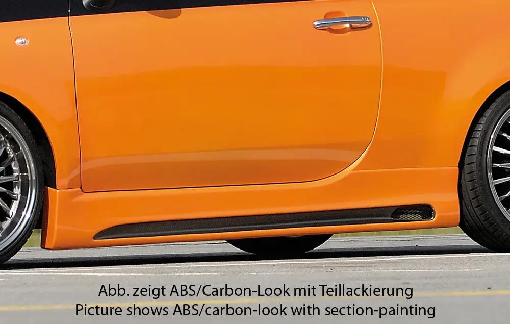 Objednat Nyní Rieger boční práh mont. strana levá pro Fiat 500 312 2-dvéř., r.v. 10/07-, plast ABS bez povrchové úpravy, s prolisem a výřezem
