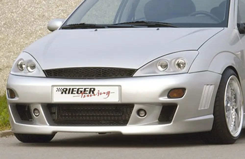 Rieger přední nárazník pro Ford Focus 1 3-dvéř., 5-dvéř., plast ABS bez povrchové úpravy, s žebrováním, s výřezem pro blinkry Výhodná Nabídka