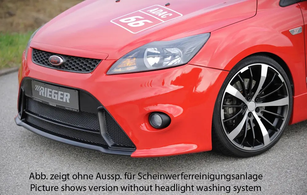 Časově Omezené Rieger přední nárazník pro Ford Focus 2 vč. ST 3-dvéř., 5-dvéř. po faceliftu, plast ABS bez povrchové úpravy, pro vozy s ostřikovači světlometů