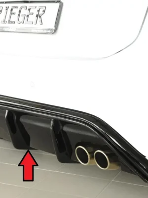 Autentický Rieger vložka zadního nárazníku pro Ford Focus 4 DEH 5-dvéř. (hatchback), plast ABS lakovaný do černé lesklé barvy