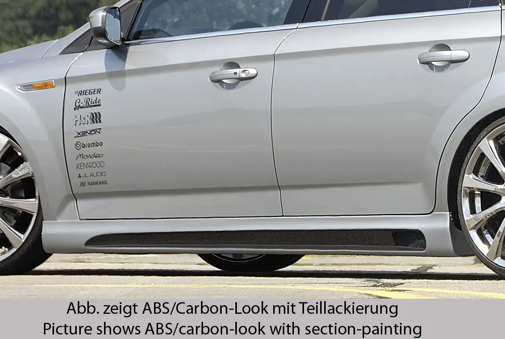 Ihned K Objednání Rieger boční práh SG-Design mont. strana pravá pro Ford Mondeo BA7 combi, fastback, sedan vč. faceliftu, r.v. 03/07-09/10, 10/10-09/14, plast ABS bez povrchové úpravy, s prolisem a výřezem
