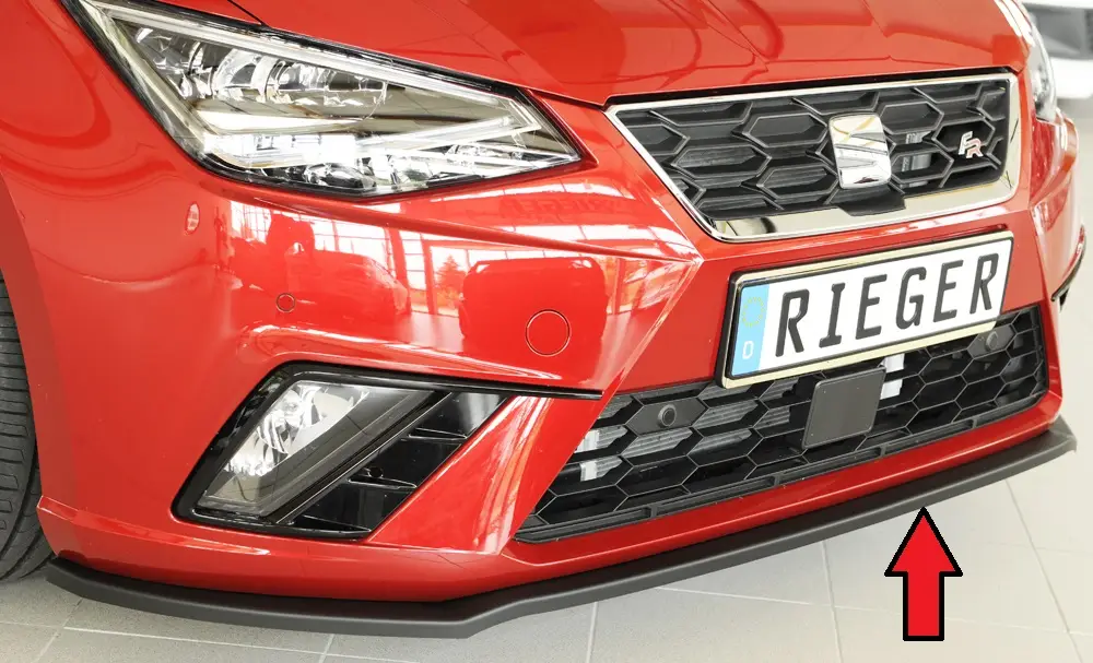 Rieger lipa pod přední nárazník pro Seat Ibiza KJ 5-dvéř., 01/17-, plast ABS bez povrchové úpravy Omezená Nabídka
