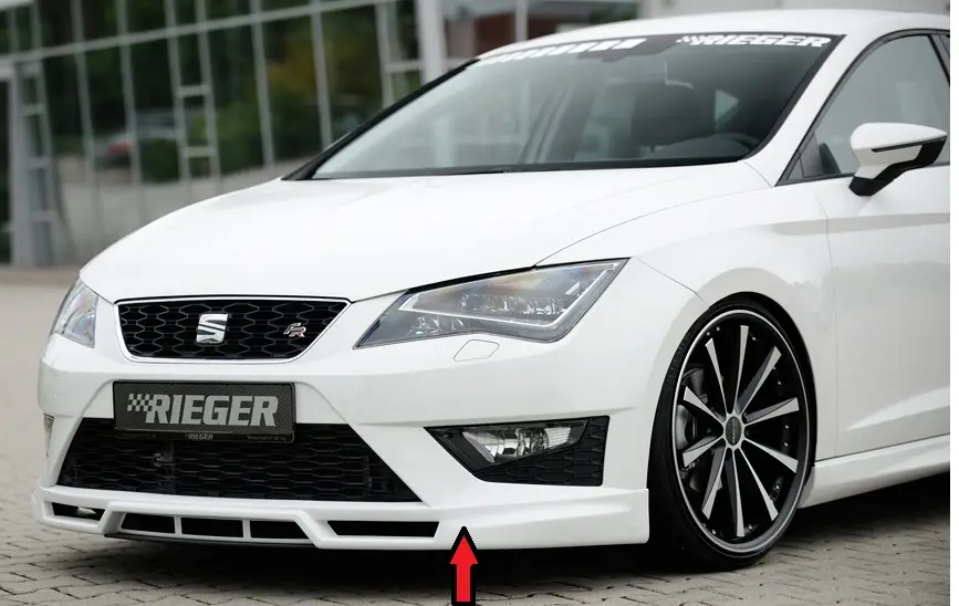 Rieger spoiler pod přední nárazník pro Seat Leon Cupra 5F 3-dvéř. (sc), 5-dvéř., 5-dvéř. (ST/Combi) před faceliftem, r.v. 03/14-12/16, plast ABS bez povrchové úpravy Přímo Od Výrobce