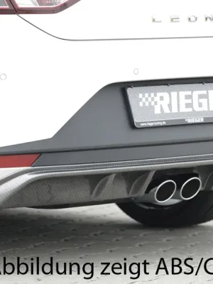 Rieger vložka zadního nárazníku pro Seat Leon FR 5F 3-dvéř. (sc), 5-dvéř. před faceliftem, plast ABS lakovaný do černé lesklé barvy, pro dvojitou koncovku uprostřed Sleva