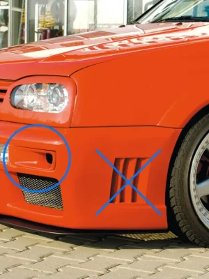 Rieger nádechy předního nárazníku pro Volkswagen Golf 3, plast ABS bez povrchové úpravy Vysoce Kvalitní