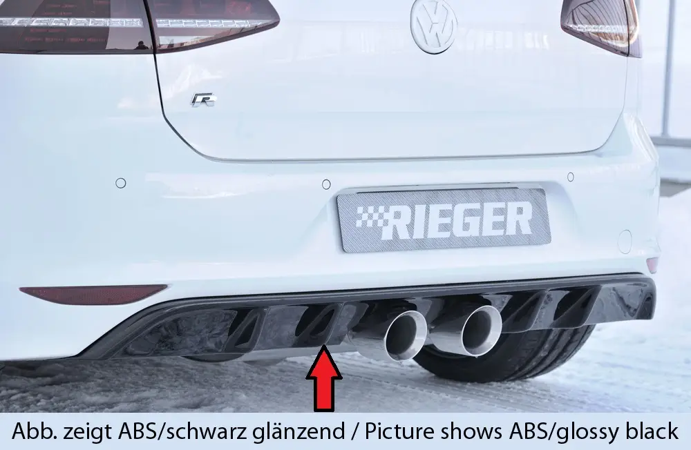 Rieger vložka zadního nárazníku pro Volkswagen Golf 7 R 3-dvéř., 5-dvéř. před faceliftem, plast ABS bez povrchové úpravy Vysoce Kvalitní
