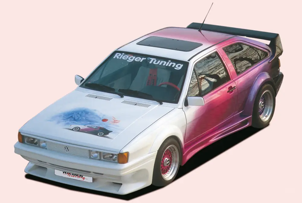 Rieger lipa pod přední nárazník pro Volkswagen Scirocco 2 kupé, 88-, plast ABS bez povrchové úpravy pro widebody I Spoiler Zlevněný