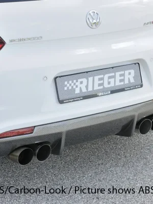 Ihned K Objednání Rieger vložka zadního nárazníku pro R-Line zadní nárazník pro Volkswagen Scirocco 3 13 2-dvéř. vč. faceliftu, plast ABS bez povrchové úpravy, pro dvojité koncovky na obou stranách 4x90 mm