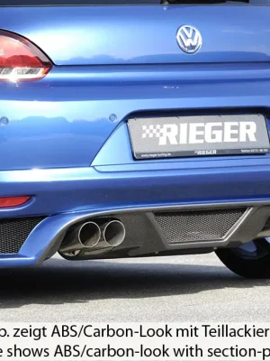 Rieger spoiler pod zadní nárazník pro Volkswagen Scirocco 3 13 2-dvéř. před faceliftem r.v. 08/08-04/14, plast ABS s povrchovou úpravou Carbon-Look, pro dvojité koncovky na obou stranách Must-Have