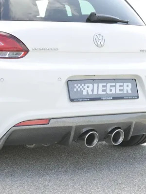Cenový Hit Rieger vložka zadního nárazníku pro R-Line zadní nárazník pro Volkswagen Scirocco R 13 2-dvéř. vč. faceliftu, plast ABS s povrchovou úpravou Carbon-Look, pro dvojitou koncovku uprostřed 2x100 mm