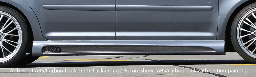 Rieger boční práh mont. strana pravá pro Volkswagen Touran 1T van vč. faceliftu, r.v. 03/03-10/06, 11/06-, plast ABS bez povrchové úpravy, s prolisem a výřezem Levný