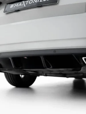 Vysoce Kvalitní Maxton Design vložka zadního nárazníku pro Škoda Superb Mk3, černý lesklý plast ABS