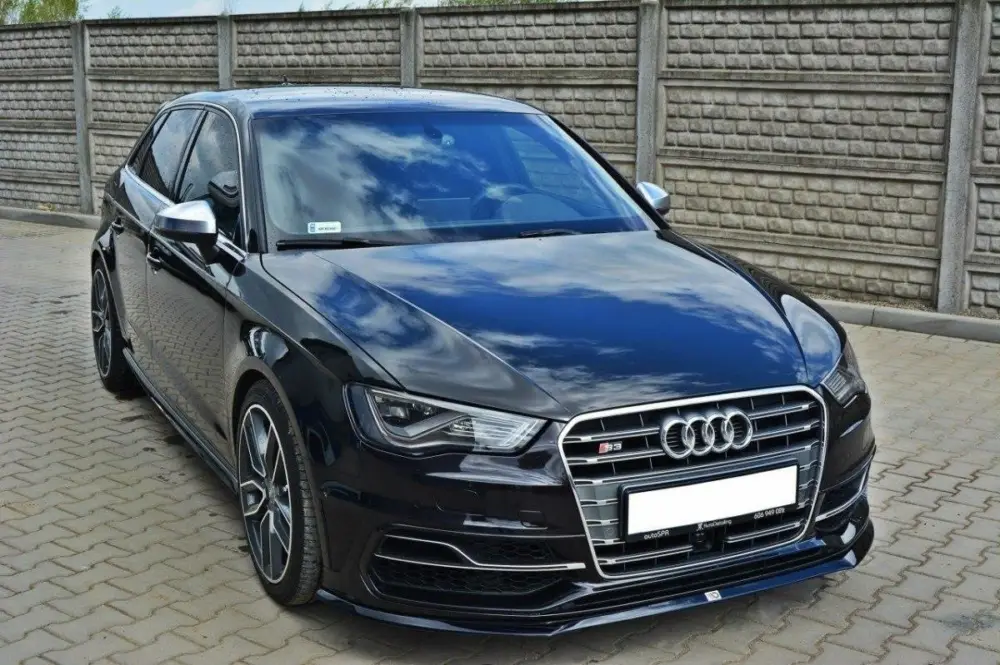 Maxton Design spoiler pod přední nárazník pro Audi S3 8V, černý lesklý plast ABS Jen Po Omezenou Doba