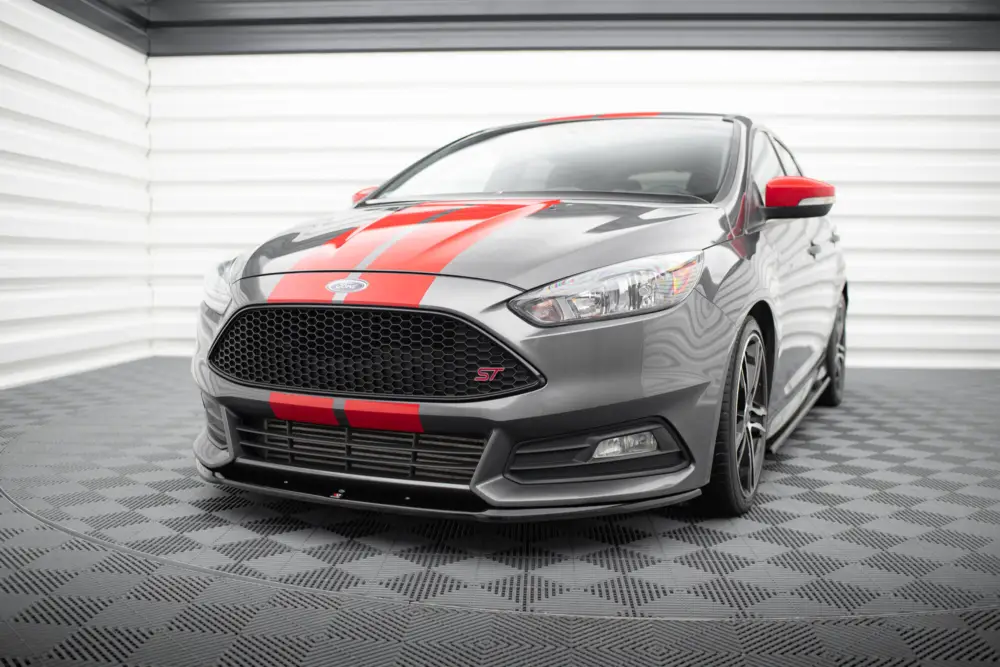Maxton Design spoiler pod přední nárazník pro Ford Focus ST Mk3 Facelift, černý lesklý plast ABS Novinka