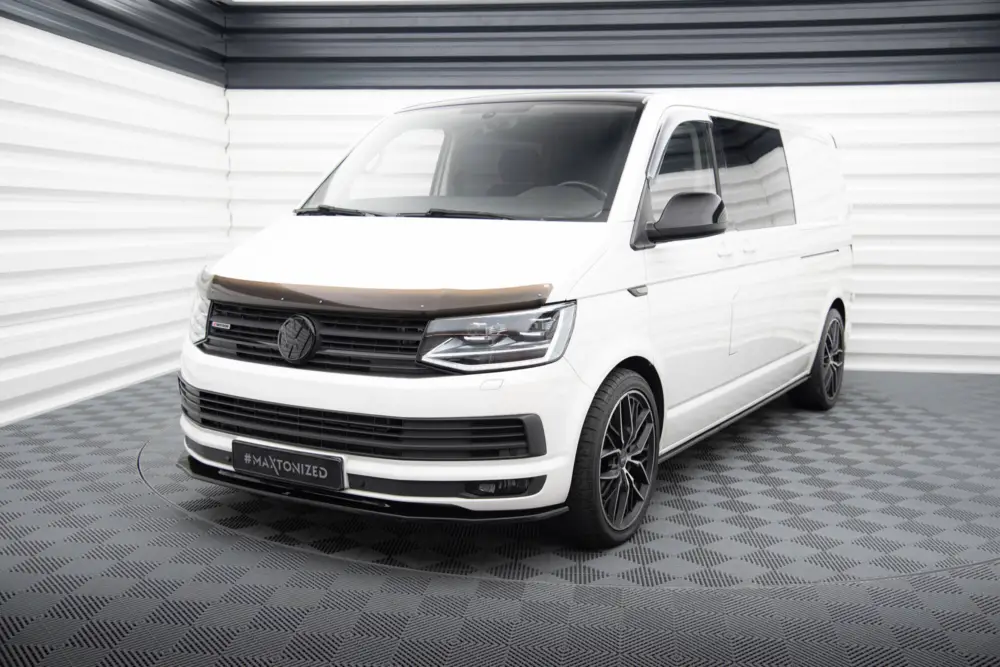 Pouze Dnes Maxton Design spoiler pod přední nárazník ver.2 pro Volkswagen T6, černý lesklý plast ABS