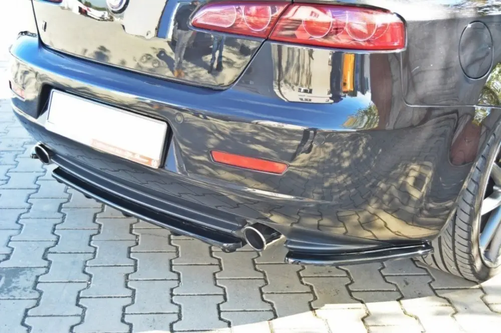 Bezpečná Platba Maxton Design středový spoiler zadního nárazníku s žebrováním pro Alfa Romeo 159, černý lesklý plast ABS, pro vozy s jednoduchou koncovkou na každé straně
